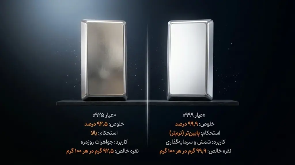 تفاوت نقره ۹۲۵ و نقره ۹۹۹