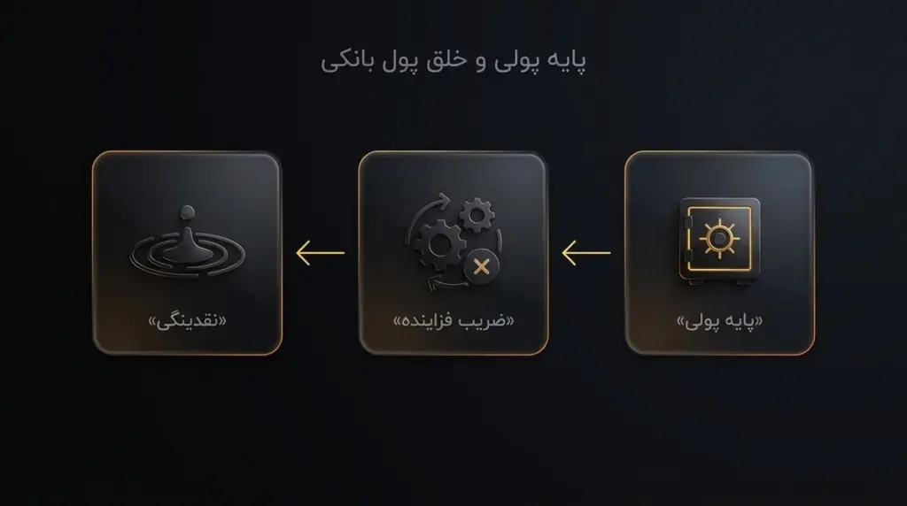 پایه پولی ← ضریب فزاینده ← نقدینگی